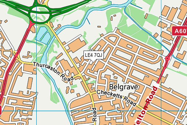 LE4 7QJ map - OS VectorMap District (Ordnance Survey)