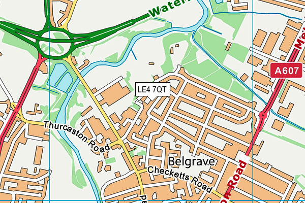 LE4 7QT map - OS VectorMap District (Ordnance Survey)