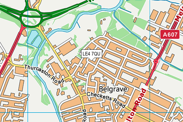 LE4 7QU map - OS VectorMap District (Ordnance Survey)