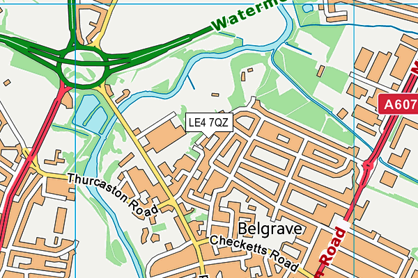 LE4 7QZ map - OS VectorMap District (Ordnance Survey)