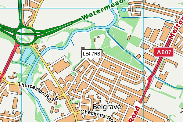 LE4 7RB map - OS VectorMap District (Ordnance Survey)