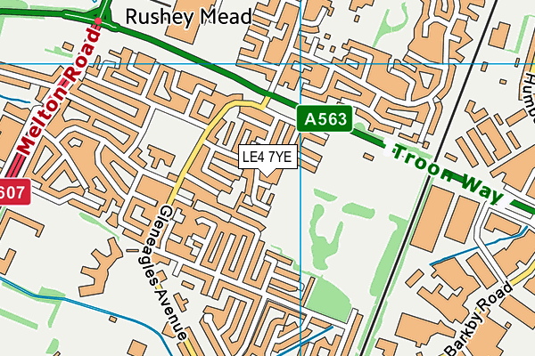 LE4 7YE map - OS VectorMap District (Ordnance Survey)