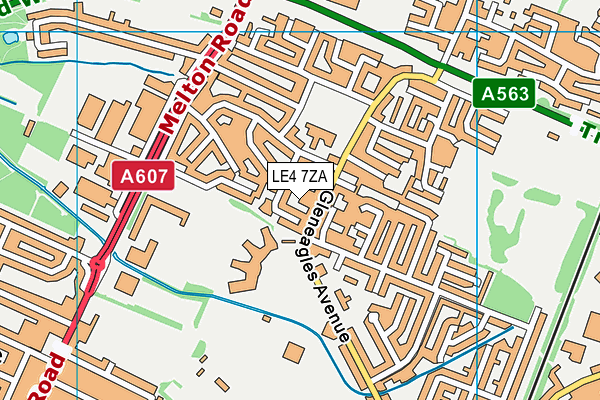 LE4 7ZA map - OS VectorMap District (Ordnance Survey)