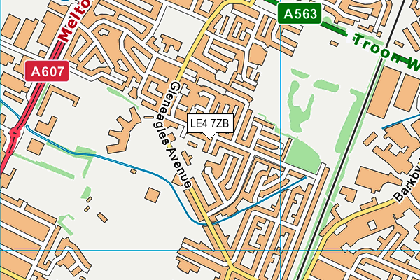 LE4 7ZB map - OS VectorMap District (Ordnance Survey)