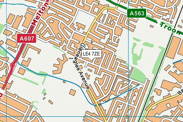 LE4 7ZE map - OS VectorMap District (Ordnance Survey)