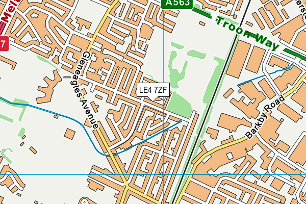 LE4 7ZF map - OS VectorMap District (Ordnance Survey)