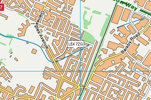 LE4 7ZG map - OS VectorMap District (Ordnance Survey)