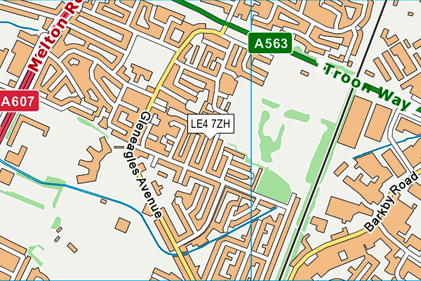 LE4 7ZH map - OS VectorMap District (Ordnance Survey)