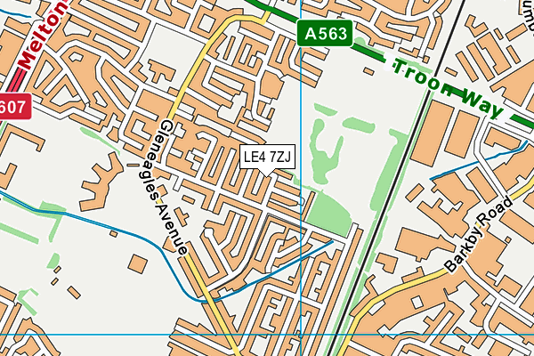 LE4 7ZJ map - OS VectorMap District (Ordnance Survey)