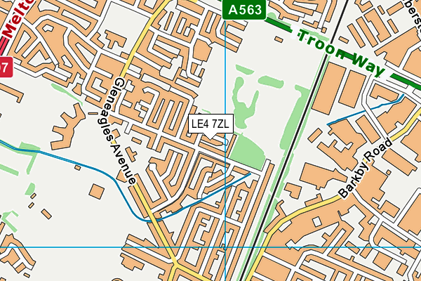 LE4 7ZL map - OS VectorMap District (Ordnance Survey)