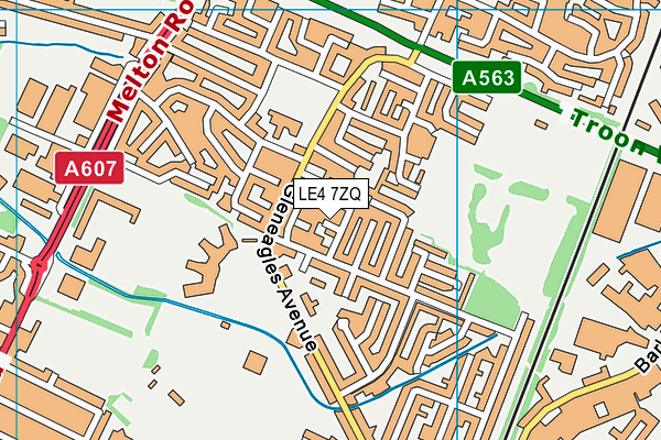 LE4 7ZQ map - OS VectorMap District (Ordnance Survey)