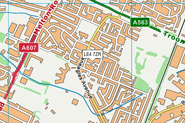 LE4 7ZR map - OS VectorMap District (Ordnance Survey)