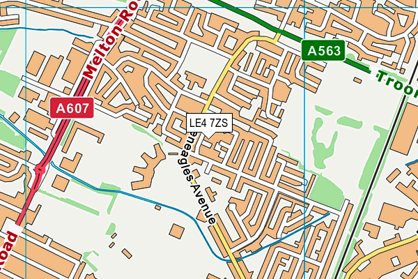 LE4 7ZS map - OS VectorMap District (Ordnance Survey)