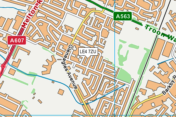LE4 7ZU map - OS VectorMap District (Ordnance Survey)
