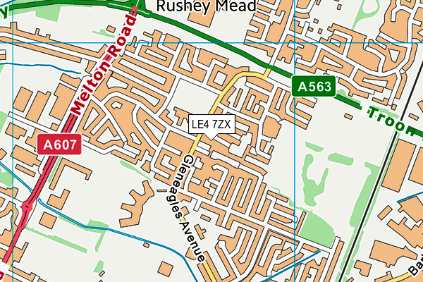 LE4 7ZX map - OS VectorMap District (Ordnance Survey)