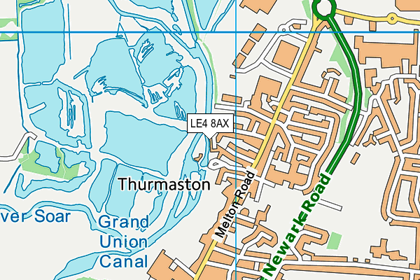 LE4 8AX map - OS VectorMap District (Ordnance Survey)