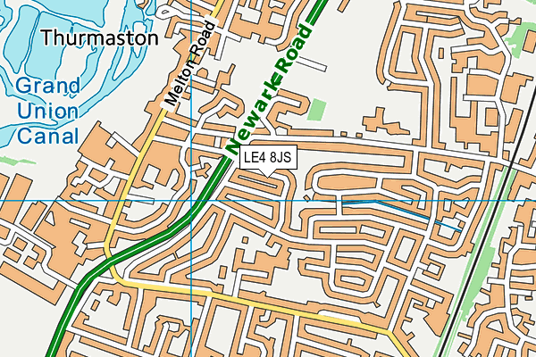 LE4 8JS map - OS VectorMap District (Ordnance Survey)