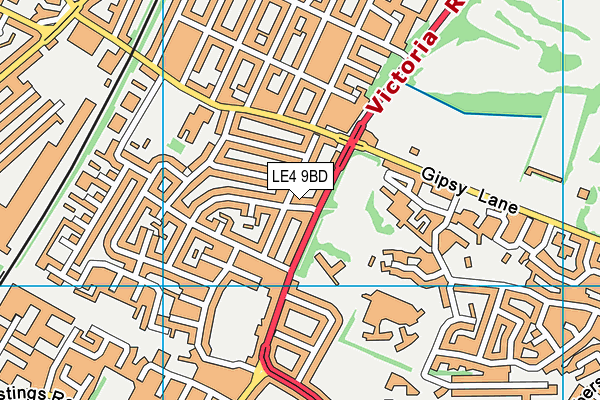 LE4 9BD map - OS VectorMap District (Ordnance Survey)