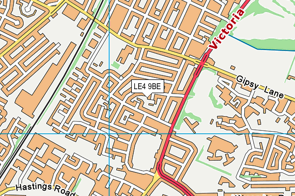 LE4 9BE map - OS VectorMap District (Ordnance Survey)