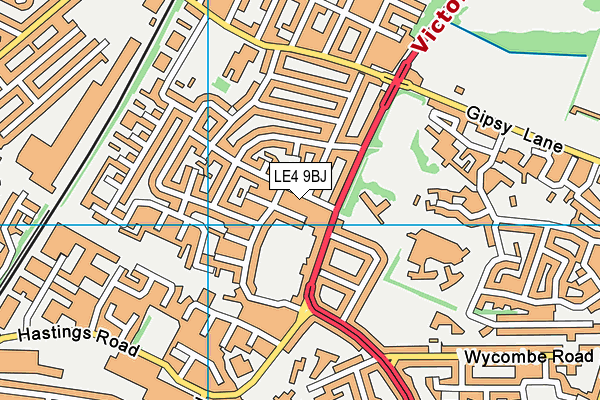 LE4 9BJ map - OS VectorMap District (Ordnance Survey)