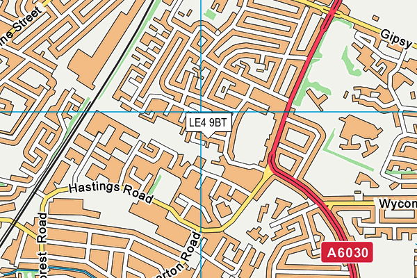 LE4 9BT map - OS VectorMap District (Ordnance Survey)