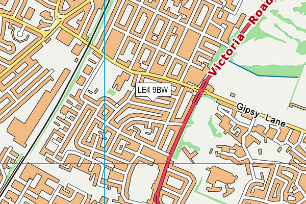 LE4 9BW map - OS VectorMap District (Ordnance Survey)