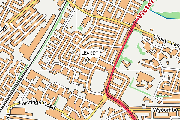 LE4 9DT map - OS VectorMap District (Ordnance Survey)