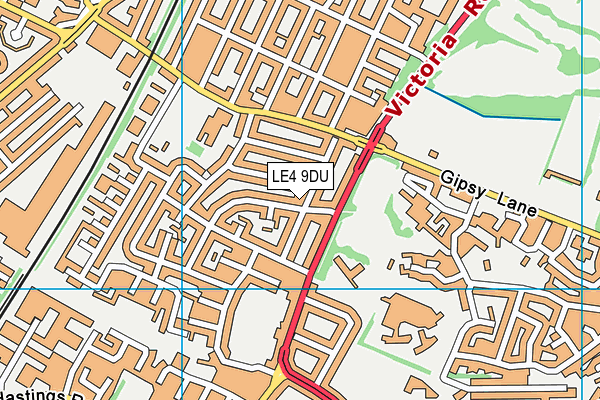 LE4 9DU map - OS VectorMap District (Ordnance Survey)