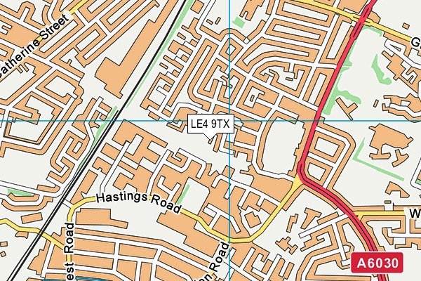 LE4 9TX map - OS VectorMap District (Ordnance Survey)