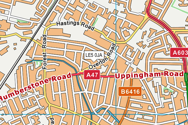 LE5 0JA map - OS VectorMap District (Ordnance Survey)