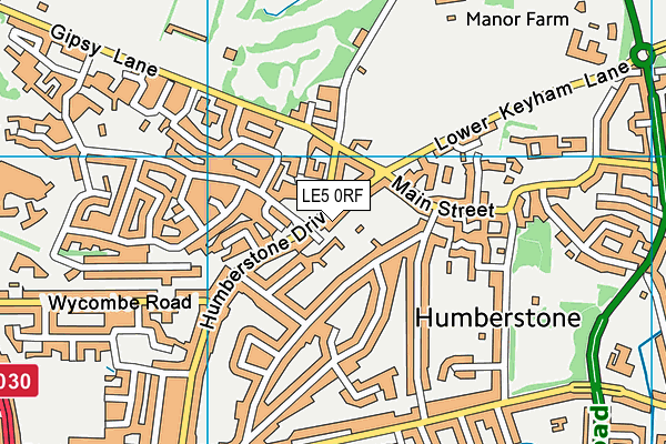 LE5 0RF map - OS VectorMap District (Ordnance Survey)