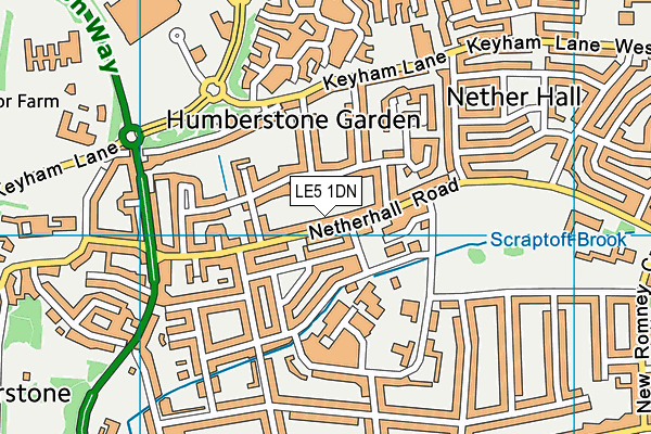 LE5 1DN map - OS VectorMap District (Ordnance Survey)
