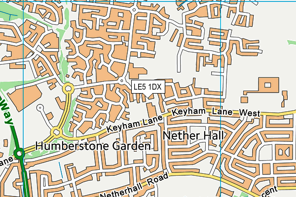 LE5 1DX map - OS VectorMap District (Ordnance Survey)
