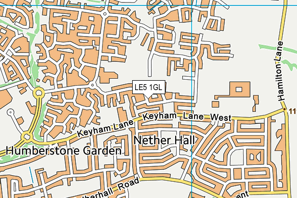 LE5 1GL map - OS VectorMap District (Ordnance Survey)