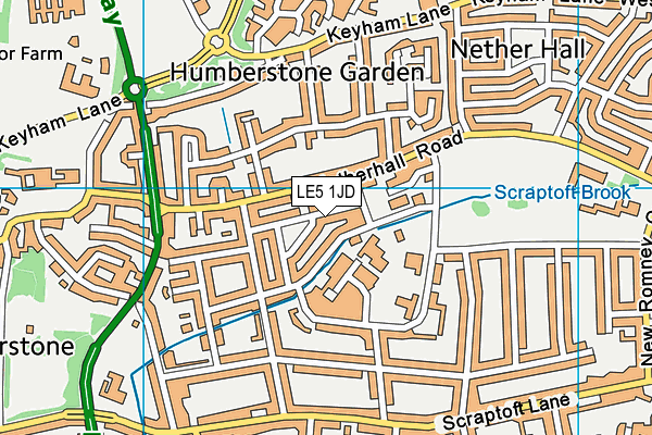 LE5 1JD map - OS VectorMap District (Ordnance Survey)