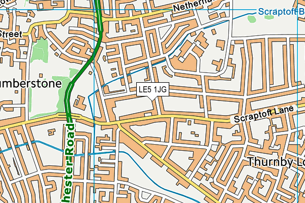 LE5 1JG map - OS VectorMap District (Ordnance Survey)