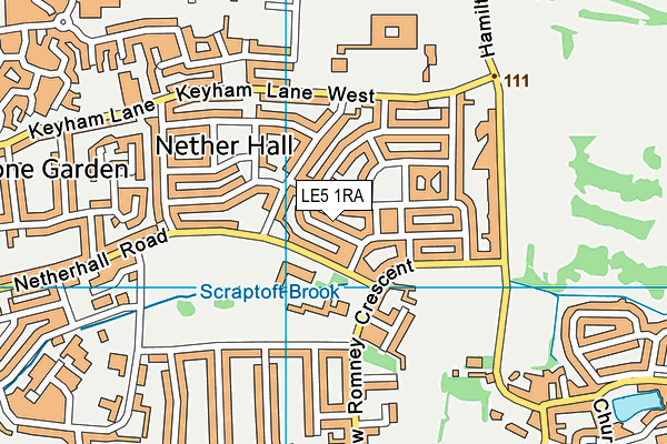 LE5 1RA map - OS VectorMap District (Ordnance Survey)