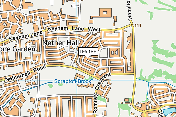 LE5 1RE map - OS VectorMap District (Ordnance Survey)