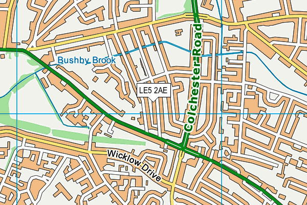 LE5 2AE map - OS VectorMap District (Ordnance Survey)