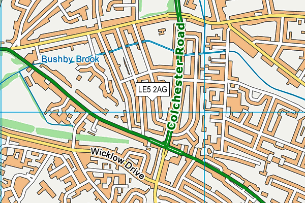 LE5 2AG map - OS VectorMap District (Ordnance Survey)