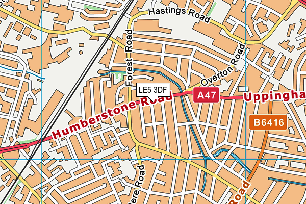 LE5 3DF map - OS VectorMap District (Ordnance Survey)