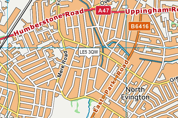 LE5 3QW map - OS VectorMap District (Ordnance Survey)