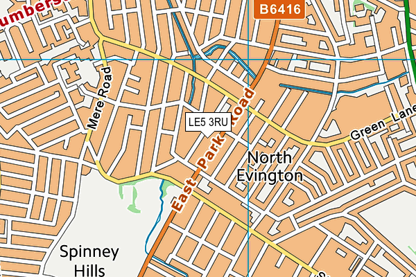 LE5 3RU map - OS VectorMap District (Ordnance Survey)