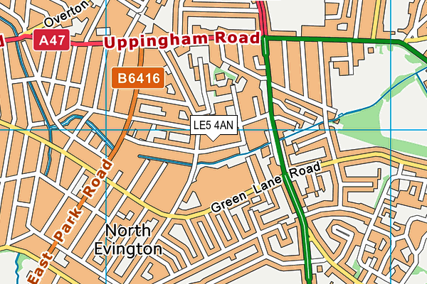 LE5 4AN map - OS VectorMap District (Ordnance Survey)