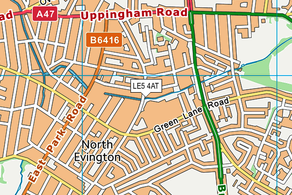 LE5 4AT map - OS VectorMap District (Ordnance Survey)