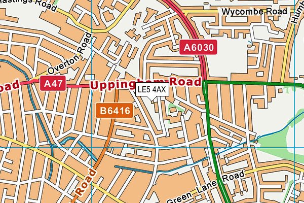 LE5 4AX map - OS VectorMap District (Ordnance Survey)