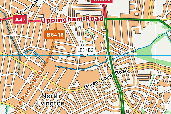 LE5 4BG map - OS VectorMap District (Ordnance Survey)