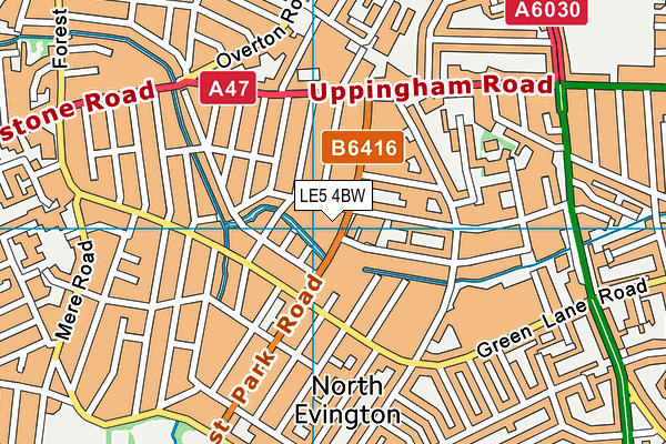 LE5 4BW map - OS VectorMap District (Ordnance Survey)