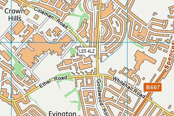 LE5 4LZ map - OS VectorMap District (Ordnance Survey)