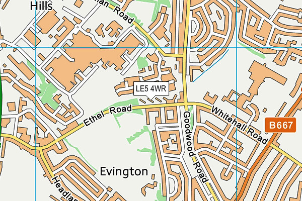 LE5 4WR map - OS VectorMap District (Ordnance Survey)